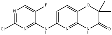 6-[(2-氯-5-氟嘧啶-4-基)氨基]-2,2-二甲基-4H-吡啶并[3,2-B][1,4]恶嗪-3-酮 结构式