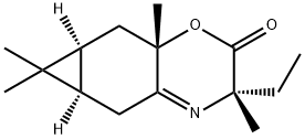 Cyclopropa[g]-1,4-benzoxazin-2(3H)-one, 3-ethyl-5,5a,6,6a,7,7a-hexahydro-3,6,6,7a-tetramethyl-, (3S,5aR,6aS,7aS)- 结构式