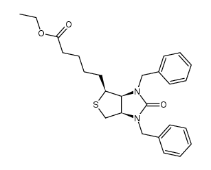 ethyl 5-((3aS,4S,6aR)-1,3-dibenzyl-2-oxohexahydro-1H-thieno[3,4-d]imidazol-4-yl)pentanoate 结构式