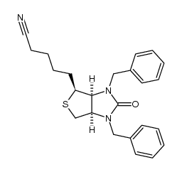 1H-Thieno[3,4-d]imidazole-4-pentanenitrile, hexahydro-2-oxo-1,3-bis(phenylmethyl)-, (3aS,4S,6aR)- 结构式