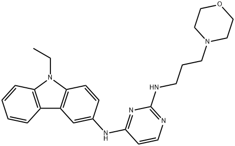 N4-(9-乙基-9H-咔唑-3-基)-N2-(3-吗啉丙基)嘧啶-2,4-二胺 结构式