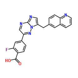 2-氟-4-[7-[(喹啉-6-基)甲基]咪唑并[1,2-b][1,2,4]三嗪-2-基]苯甲酸 结构式