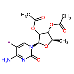 2',3'-二-O-乙酰基-5'-脱氧-5-氟-D-胞啶 结构式