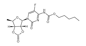 Carbamic acid, N-[5-fluoro-1,2-dihydro-2-oxo-1-[(3aR,4R,6R,6aR)-tetrahydro-6-methyl-2-oxidofuro[3,4-d]-1,3,2-dioxathiol-4-yl]-4-pyrimidinyl]-, pentyl ester 结构式