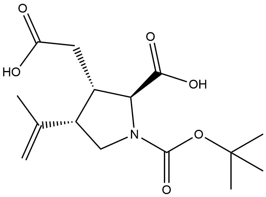 1,2-吡咯烷二羧酸-3-(羧甲基)-4-(1-甲基乙烯基)-1-(1,1-二甲基乙基)酯, [2S-(2α,3β,4β)]- 结构式