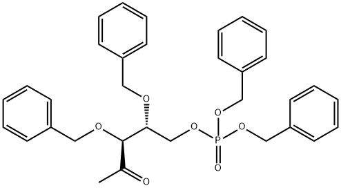 1-脱氧-3,4-二-O-(苯甲基)-D-苏式-2-戊酮糖 5-[二(苯甲基)磷酸酯] 结构式