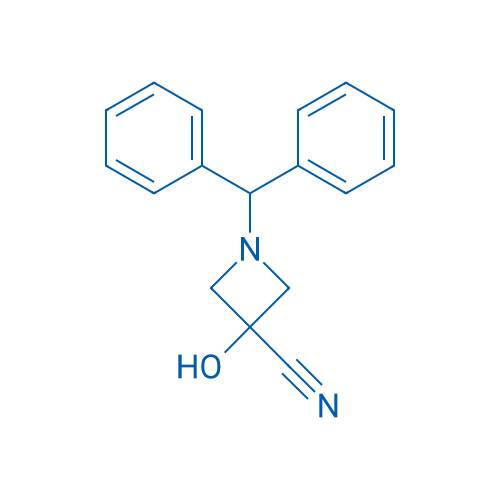 1-二苯甲基-3-羟基氮杂环丁烷-3-甲腈 结构式