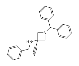 1-(二苯基甲基)-3-[(苯基甲基)氨基]氮杂丁烷-3-甲腈 结构式
