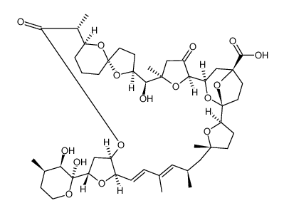 7,11:11,14:16,19:20,25:22,25:26,29-Hexaepoxy-12H-furo[3,2-b]oxacyclotetratriacontin-22(13H)-carboxylic acid, 2,3,3a,5,6,7,8,9,10,14,15,16,17,18,19,20,21,23,24,26,27,28,29,30,31,35a-hexacosahydro-15-hydroxy-6,16,29,31,33-pentamethyl-5,18-dioxo-2-[(2S,3R,4R)-tetrahydro-2,3-dihydroxy-4-methyl-2H-pyran-2-yl]-, (2S,3aR,6R,7S,11S,14S,15S,16R,19R,20R,22S,25S,26R,29R,31R,32E,34E,35aR)- 结构式