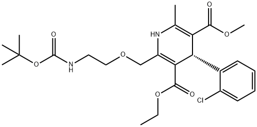 3,5-Pyridinedicarboxylic acid, 4-(2-chlorophenyl)-2-[[2-[[(1,1-dimethylethoxy)carbonyl]amino]ethoxy]methyl]-1,4-dihydro-6-methyl-, 3-ethyl 5-methyl ester, (S)- (9CI) 结构式