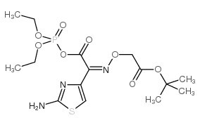 O,O-二乙基磷-(Z)-2-(2-氨基噻唑-4-基)-2-(T-丁氧基羰基甲氧基亚氨基)乙酸酯 结构式