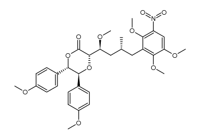 1,4-二氧六环-2-酮, 3-[(1S,3R)-1-甲氧基-3-甲基-4-(2,3,6-三甲氧基-5-硝基苯基)丁基]-5,6-双(4-甲氧基苯基)-, (3S,5S,6S)- 结构式