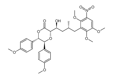 1,4-Dioxan-2-one, 3-[(1S,3R)-1-hydroxy-3-methyl-4-(2,3,6-trimethoxy-5-nitrophenyl)butyl]-5,6-bis(4-methoxyphenyl)-, (3S,5S,6S)- 结构式