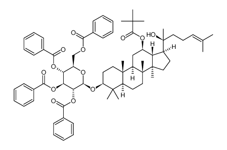 β-D-Glucopyranoside, (3β,12β)-12-(2,2-dimethyl-1-oxopropoxy)-20-hydroxydammar-24-en-3-yl, 2,3,4,6-tetrabenzoate (9CI) 结构式
