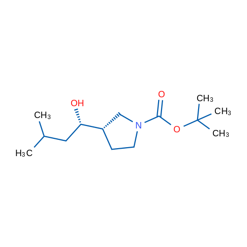 (S)-3-((S)-1-羟基-3-甲基丁基)吡咯烷-1-羧酸叔丁酯 结构式