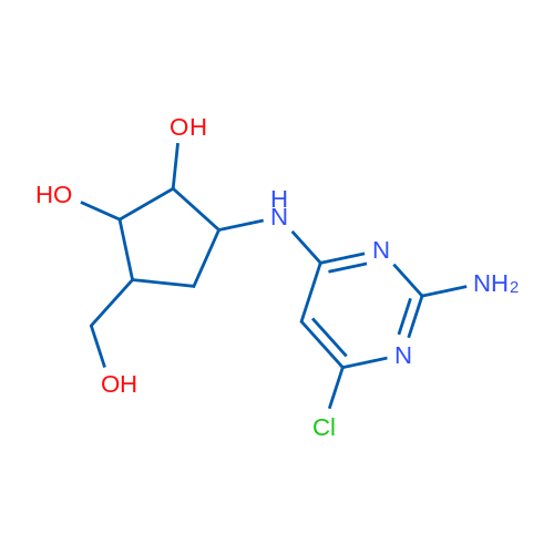 3-[(2-氨基-6-氯-4-嘧啶基)氨基]-5-(羟甲基)-1,2-环戊二醇 结构式