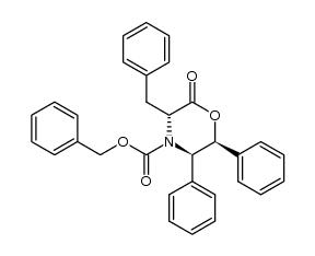 4-Morpholinecarboxylic acid, 2-oxo-5,6-diphenyl-3-(phenylmethyl)-, phenylmethyl ester, (3R,5R,6S)- 结构式