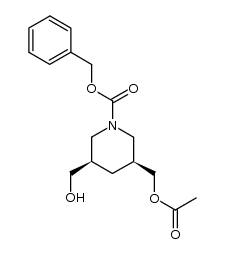 1-Piperidinecarboxylic acid, 3-[(acetyloxy)methyl]-5-(hydroxymethyl)-, phenylmethyl ester, (3S,5R)- 结构式