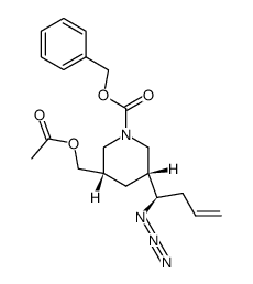 1-Piperidinecarboxylic acid, 3-[(acetyloxy)methyl]-5-[(1R)-1-azido-3-buten-1-yl]-, phenylmethyl ester, (3S,5R)- 结构式