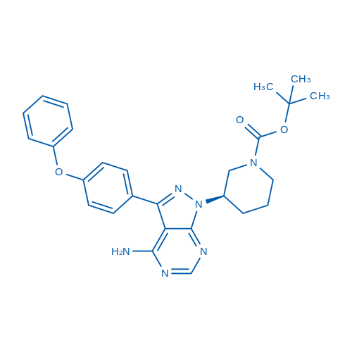(R)-3-(4-氨基-3-(4-苯氧基苯基)-1H-吡唑并[3,4-d]嘧啶-1-基)哌啶-1-甲酸叔丁酯 结构式