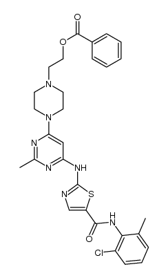 5-Thiazolecarboxamide, 2-[[6-[4-[2-(benzoyloxy)ethyl]-1-piperazinyl]-2-methyl-4-pyrimidinyl]amino]-N-(2-chloro-6-methylphenyl)- 结构式