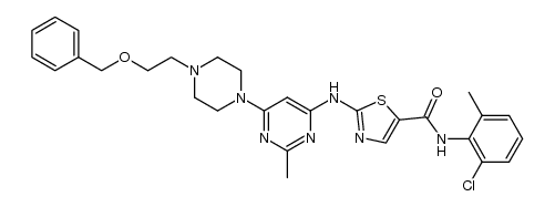 5-Thiazolecarboxamide, N-(2-chloro-6-methylphenyl)-2-[[2-methyl-6-[4-[2-(phenylmethoxy)ethyl]-1-piperazinyl]-4-pyrimidinyl]amino]- 结构式