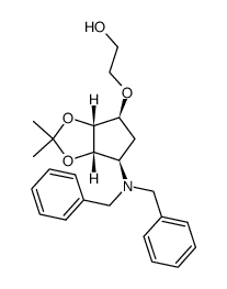 Ethanol, 2-[[(3aR,4S,6R,6aS)-6-[bis(phenylmethyl)amino]tetrahydro-2,2-dimethyl-4H-cyclopenta-1,3-dioxol-4-yl]oxy]- 结构式