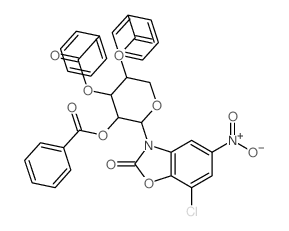 2-Benzoxazolinone,7-chloro-5-nitro-3-b-D-ribopyranosyl-, 2',3',4'-tribenzoate (8CI) 结构式