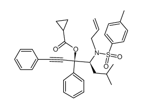 Cyclopropanecarboxylic acid, (1S,2S)-4-methyl-2-[[(4-methylphenyl)sulfonyl]-2-propen-1-ylamino]-1-phenyl-1-(2-phenylethynyl)pentyl ester 结构式