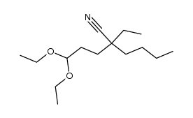2-(3,3-二乙氧基丙基)-2-乙基己腈 结构式