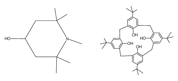 Pentacyclo[19.3.1.13,7.19,13.115,19]octacosa-1(25),3,5,7(28),9,11,13(27),15,17,19(26),21,23-dodecaene-25,26,27,28-tetrol, 5,11,17,23-tetrakis(1,1-dimethylethyl)-, compd. with 1,2,2,6,6-pentamethyl-4-piperidinol (1:1) 结构式
