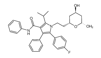 1H-Pyrrole-3-carboxamide, 5-(4-fluorophenyl)-2-(1-methylethyl)-N,4-diphenyl-1-[2-[(2R,4R)-tetrahydro-4,6-dihydroxy-2H-pyran-2-yl]ethyl]- 结构式