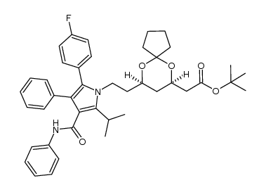 tert-butyl 2-[(7R,9R)-9-{2-[2-(4-fluorophenyl)-3-phenyl-4-(phenylcarbamoyl)-5-(propan-2-yl)-1H-pyrrol-1-yl]ethyl}-6,10-dioxaspiro[4.5]decan-7-yl]acetate 结构式