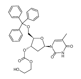 5'-O-三苯甲基胸苷-3'-O-(2-羟乙基碳酸酯) 结构式