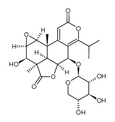 3H,8H-Furo[2',3',4':4,5]oxireno[7,8]naphtho[2,1-c]pyran-3,8-dione, 1a,2,2a,4a,4b,5,9b,9c-octahydro-2-hydroxy-2a,9b-dimethyl-6-(1-methylethyl)-5-(β-D-xylopyranosyloxy)-, (1aR,2R,2aR,4aS,4bR,5R,9bS,9cS)- 结构式