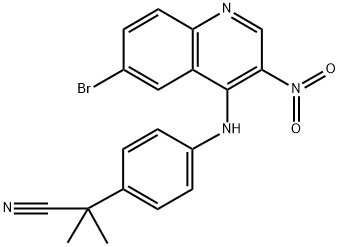 2-(4-((6-溴-3-硝基喹啉-4-基)氨基)苯基)-2-甲基丙腈 结构式