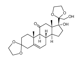 17,21-二羟基孕甾-5-烯-3,11,20-三酮 环3,20-二(乙二缩醛) 结构式
