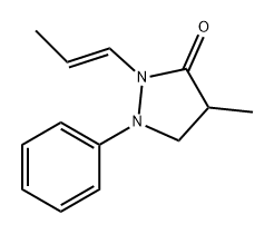 4-甲基-1-苯基-2-[(1E)-1-丙烯-1-基]-3-吡唑烷酮 结构式