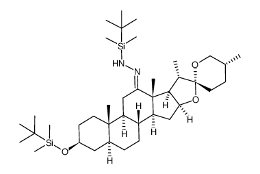 Spirostan-12-one, 3-[[(1,1-dimethylethyl)dimethylsilyl]oxy]-, [(1,1-dimethylethyl)dimethylsilyl]hydrazone, (3β,5α,12E,25R)- (9CI) 结构式