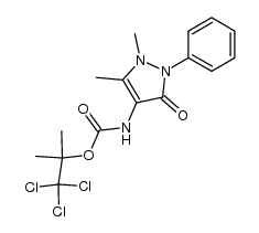 氨基甲酸-(2,3-二氢-1,5-二甲基-3-氧代-2-苯基-1H-吡唑-4-基)-2,2,2-三氯-1,1-二甲基乙酯 结构式