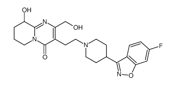 4H-Pyrido[1,2-a]pyrimidin-4-one, 3-[2-[4-(6-fluoro-1,2-benzisoxazol-3-yl)-1-piperidinyl]ethyl]-6,7,8,9-tetrahydro-9-hydroxy-2-(hydroxymethyl)- 结构式