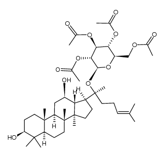 β-D-Glucopyranoside, (3β,12β)-3,12-dihydroxydammar-24-en-20-yl, 2,3,4,6-tetraacetate 结构式