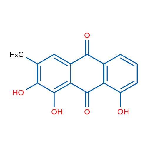 1,2,8-三羟基-3-甲基蒽醌 结构式
