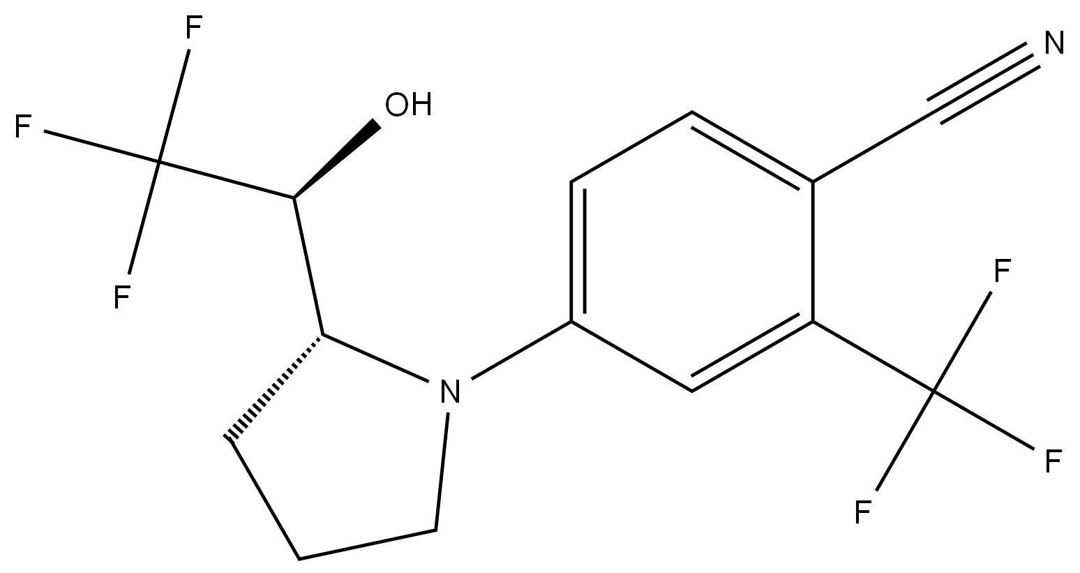 4-[(2R)-2-[(1S)-2,2,2-Trifluoro-1-hydroxyethyl]-1-pyrrolidinyl]-2-(trifluoromethyl)-benzonitrile 结构式