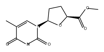 2-Furancarboxylic acid, 5-(3,4-dihydro-5-methyl-2,4-dioxo-1(2H)-pyrimidinyl)tetrahydro-, methyl ester, (2S,5R)- 结构式
