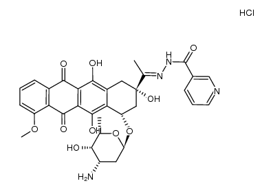 3-Pyridinecarboxylic acid, [1-[4-[(3-amino-2,3,6-trideoxy-α-L-lyxo-hexopyranosyl)oxy]-1,2,3,4,6,11-hexahydro-2,5,12-trihydroxy-7-methoxy-6,11-dioxo-2-naphthacenyl]ethylidene]hydrazide, monohydrochloride, (2S-cis)- (9CI) 结构式