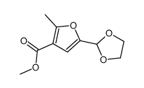 5-(1,3-二氧戊环-2-基)-2-甲基-3-呋喃甲酸甲酯 结构式