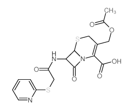 5-Thia-1-azabicyclo[4.2.0]oct-2-ene-2-carboxylic acid, 3-[(acetyloxy)methyl]-8-oxo-7-[[(2-pyridinylthio)acetyl]amino]-, (6R-trans)- (9CI) 结构式