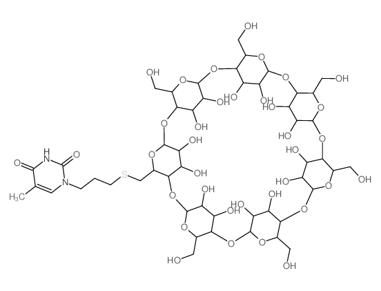 β-Cyclodextrin, 6A-S-[3-(3,4-dihydro-5-methyl-2,4-dioxo-1(2H)-pyrimidinyl)propyl]-6A-thio- (9CI) 结构式