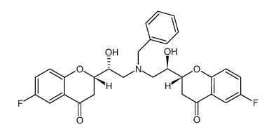 4H-1-Benzopyran-4-one, 2,2′-[[(phenylmethyl)imino]bis[(1R)-1-hydroxy-2,1-ethanediyl]]bis[6-fluoro-2,3-dihydro-, (2R,2′S)- 结构式